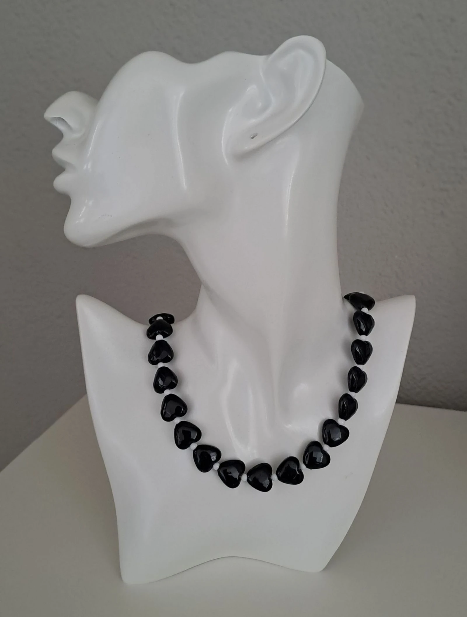 Hartjes ketting zwart/wit